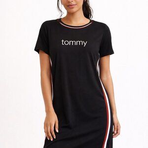 Tommy Hilfiger Sporty T-Shirt Dress Navy XL | Red White Side Stripe Casual Logo